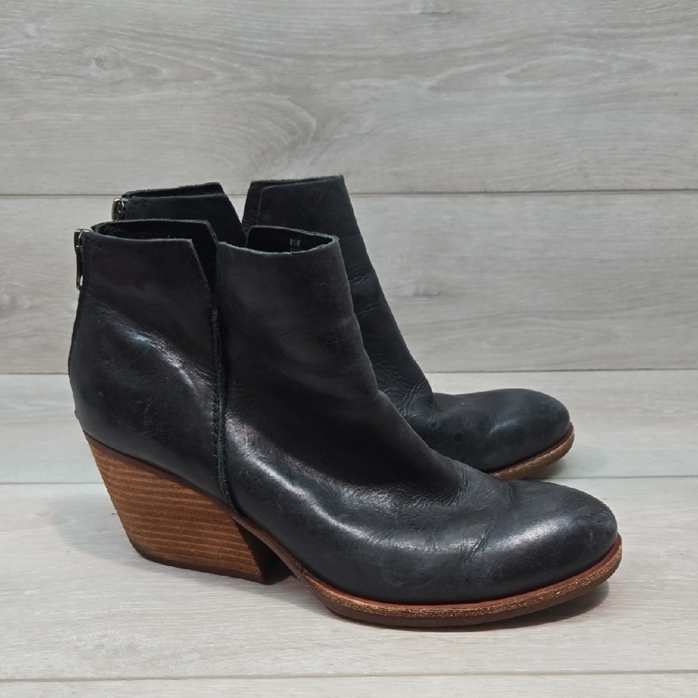 Kork Ease Women Black Distressed  Leather Ankle Boots Moto Shoes Sz 8.5M
